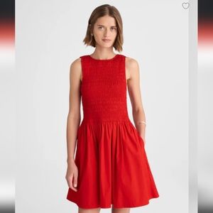 Madewell Melody Scoopback Smocked Mini Dress Red